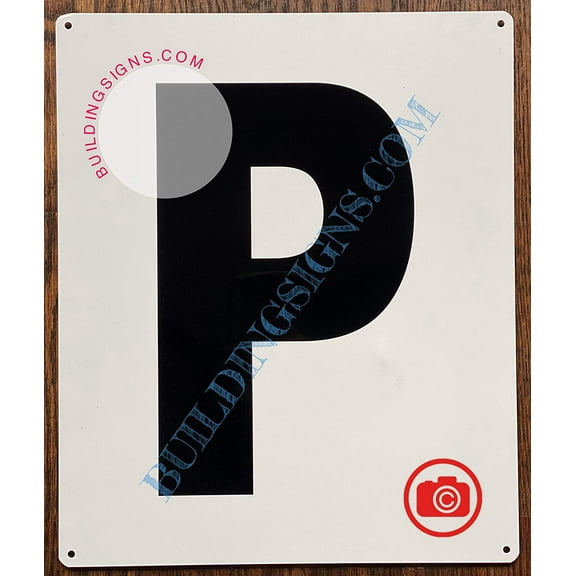 Large Letter P -Metal Sign - Parking LOT Sign (White,Aluminium,10X12)-EL ESTACIONAMIENTO LINE (ref-2201)