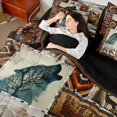 thumbnail image 4 of Manfei Howling Wolf Bear Bedding Comforter Set 7-Piece, Bohemian Aztec Full Bedding Set, Rustic Checkered Fitted Sheet Flat Sheet, Super Cozy Room Decor, 4 of 8
