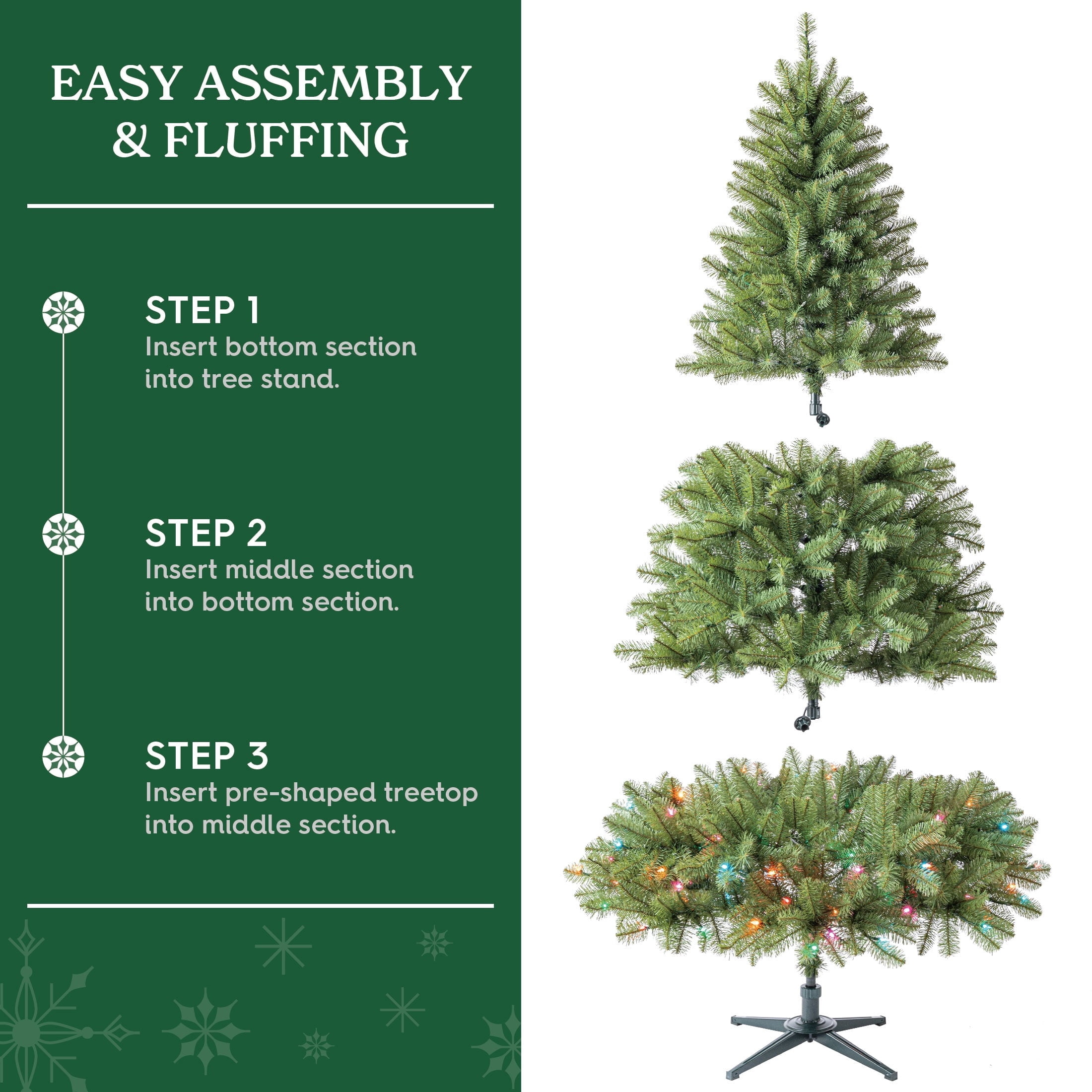 7' Pre-Lit Duncan Pine Green Artificial Christmas Tree with Color-Changing LED Lights, Quick Set, and Stand, by Holiday Time