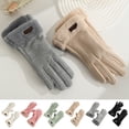 thumbnail image 2 of comerut 1 Pair Winter Warm Gloves Solid Color Fleece Lining Design Windproof Thick Thermal Touchscreen Gloves for Women, 2 of 8