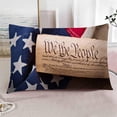 thumbnail image 4 of Throw Pillow Covers Americana United States Constitution Rolled in Scroll on Vintage American Flag and Rustic Wooden Board Pillow Case 12x20 Inches, 4 of 6