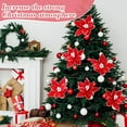 thumbnail image 4 of 6 Pcs Christmas Poinsettia Flowers Artificial 12 Inch Large Frost Edged Flannel Christmas Faux Poinsettia Flowers Xmas Tree Decor for New Year Wedding Party, 4 of 6