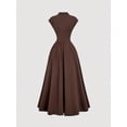 thumbnail image 3 of Women's High Neck Sleeveless Maxi Dress Cinched Waist A-Line Vintage Summer, 3 of 6