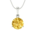 thumbnail image 2 of 2 ct Brilliant Round Cut Solitaire Natural Citrine 18K White Solid Gold Everyday Affordable Designer Necklace Pendant with 18" Chain, 2 of 7