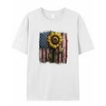 thumbnail image 7 of USA Flag Sunflower Men's T Shirts T-Shirt for Men Crew Neck Tees Cotton Tops, White, 3XL, 7 of 7