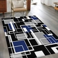 thumbnail image 2 of Navy Blue Black Geometric Area Rugs 3'x5', Washable Small Throw Rugs for Living Room Bedroom, Modern Color Block Abstract Indoor Outdoor Rug Non-Slip Low Pile Carpet Runner Reversible Floor Mats, 2 of 8