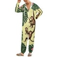 thumbnail image 5 of Jungle Monkeys Floral Leaves Unisex Adult Onesie Pajamas with Pockets for Women Men Hooded Loungewear, 5 of 8