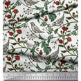 thumbnail image 2 of Soimoi Cotton Cambric Fabric Bird & Leaf Bird Decor Fabric Printed Yard 56 Inch Wide, 2 of 3