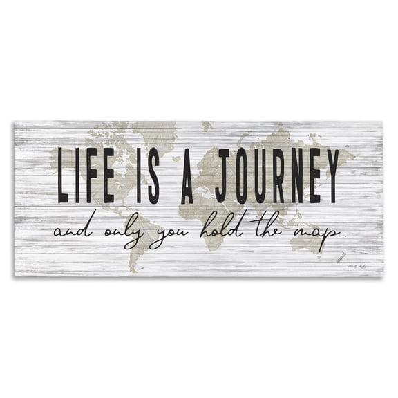 Stupell Industries Farmhouse Life Is a Journey Rustic World Map Canvas Art, 48 x 20, by Cindy Jacobs