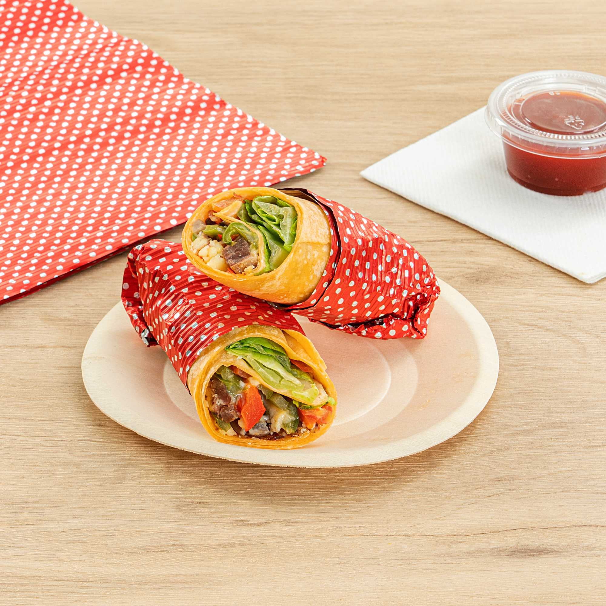 Foil Lux Red Polka Dot Aluminum Wrap and Basket Liner - Ripple - 12" x 12" - 500 count box