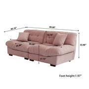Magic Home 89 Cloud Sofa,Modern Velvet Couch,3-Seat Sofa for Living Room,Apartment and Small Space,Pink