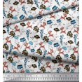 thumbnail image 2 of Soimoi Modal Satin Fabric Floral,Fish & Deer Cartoon Fabric Prints by Yard 42 Inch Wide, 2 of 3