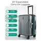 thumbnail image 3 of Bolsa de equipaje SMART, equipaje de mano ampliable de 20 pulgadas, gris con cierre TSA, 3 of 9