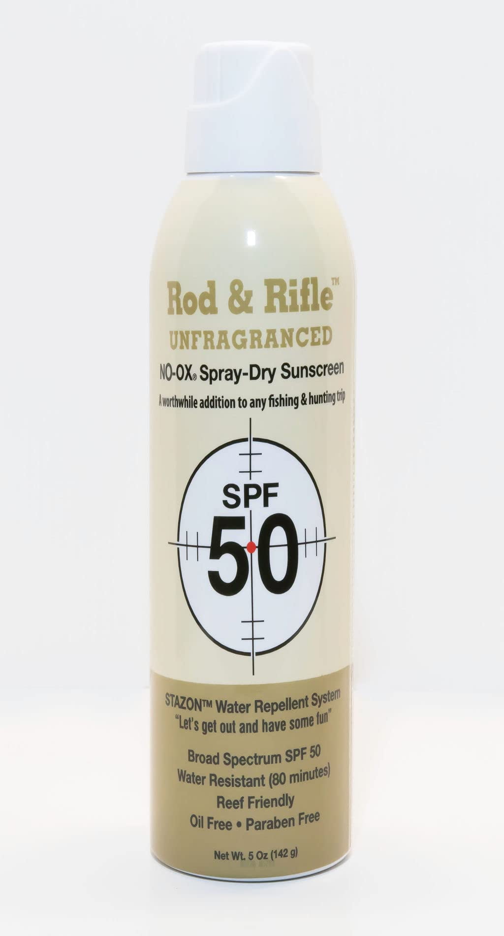 Rod & Rifle SPF 50 Original Spray-Dry Sunscreen for Face and Body, UN-FRAGRANCED, Oil-Free, Oxybenzone-Free, Octinoxate-Free (NO-OX) - 5 oz Spray Can