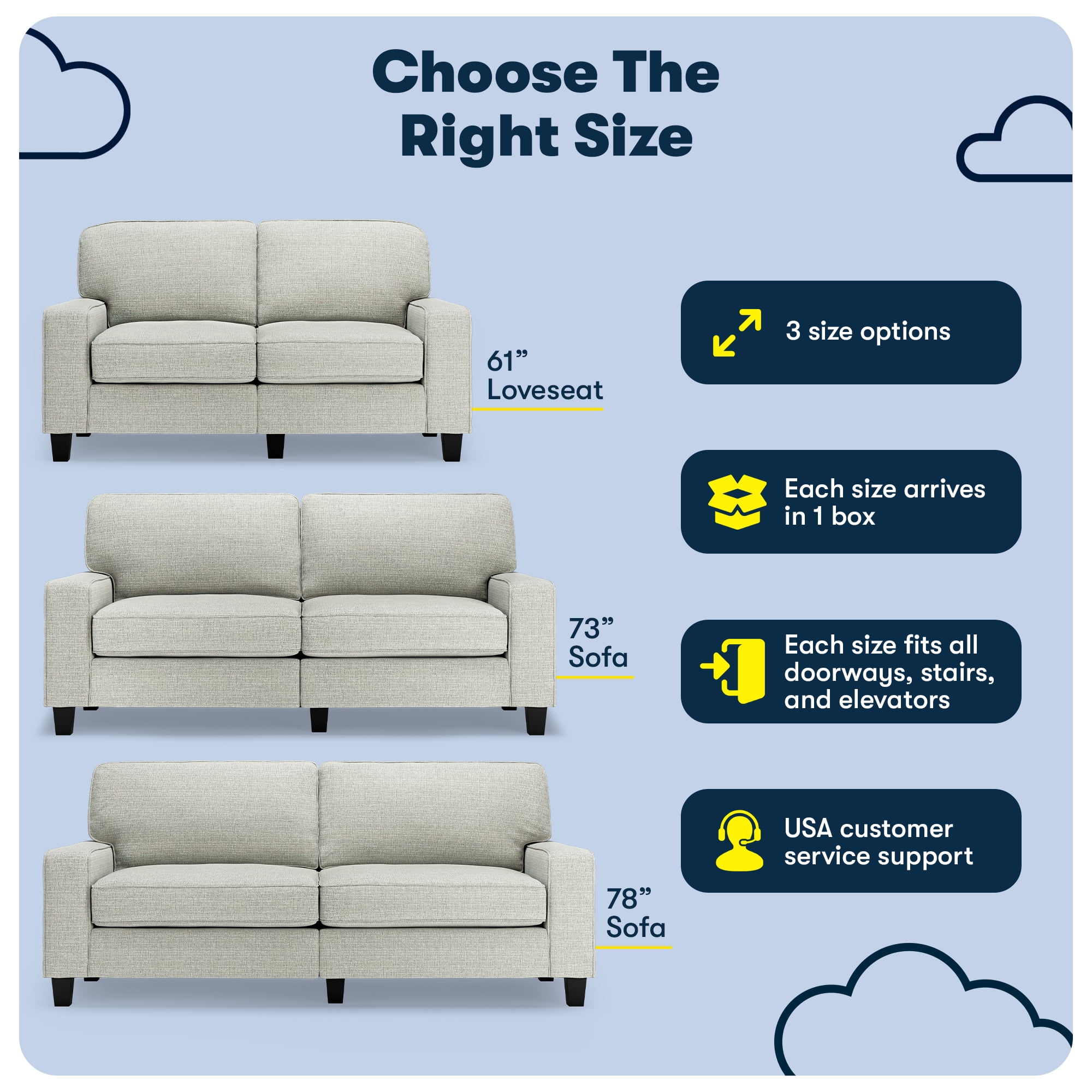 Serta Palisades 73" Track Arm Sofa with Removable Covers Pebble Gray