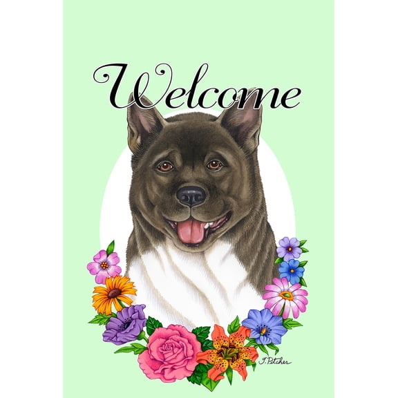 Akita - Best of Breed Welcome Flowers Garden Flags