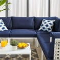 thumbnail image 3 of Modway Harmony 6-Piece Fabric Basket Weave Patio Sofa Set in Taupe/Navy, 3 of 13