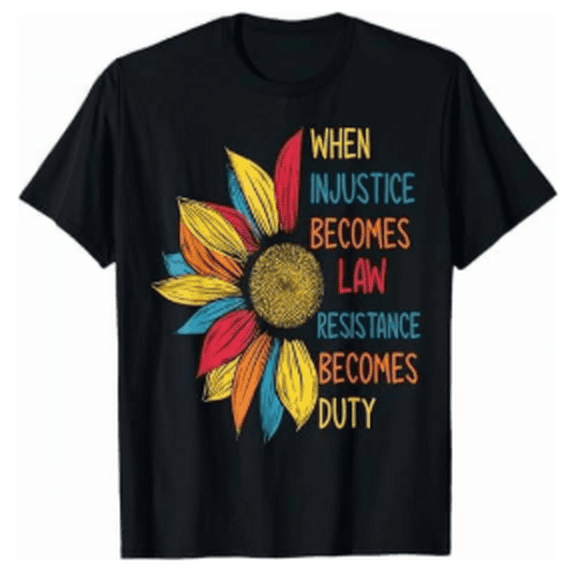 Greenink RBG Quote T-Shirt, When Injustice Becomes Law Resistance Becomes Duty Unisex Feminist Crewneck Tee