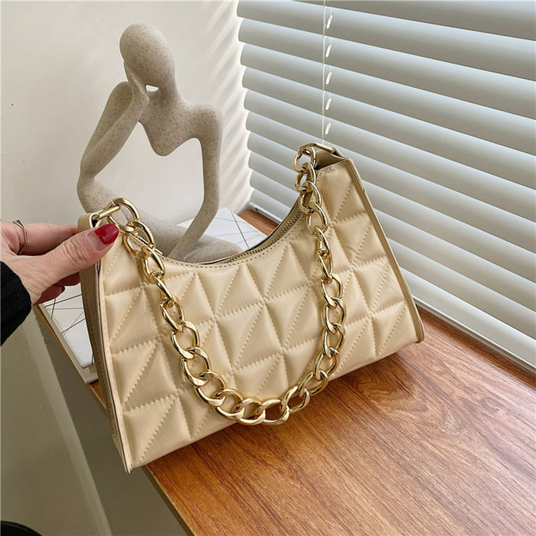 Kripyery Shoulder Bag One-shoulder Classic Chain Texture Smooth Zipper  Large Capacity Decorate Portable Fashion Luxury Niche Chain Handbag Women  Accessory 