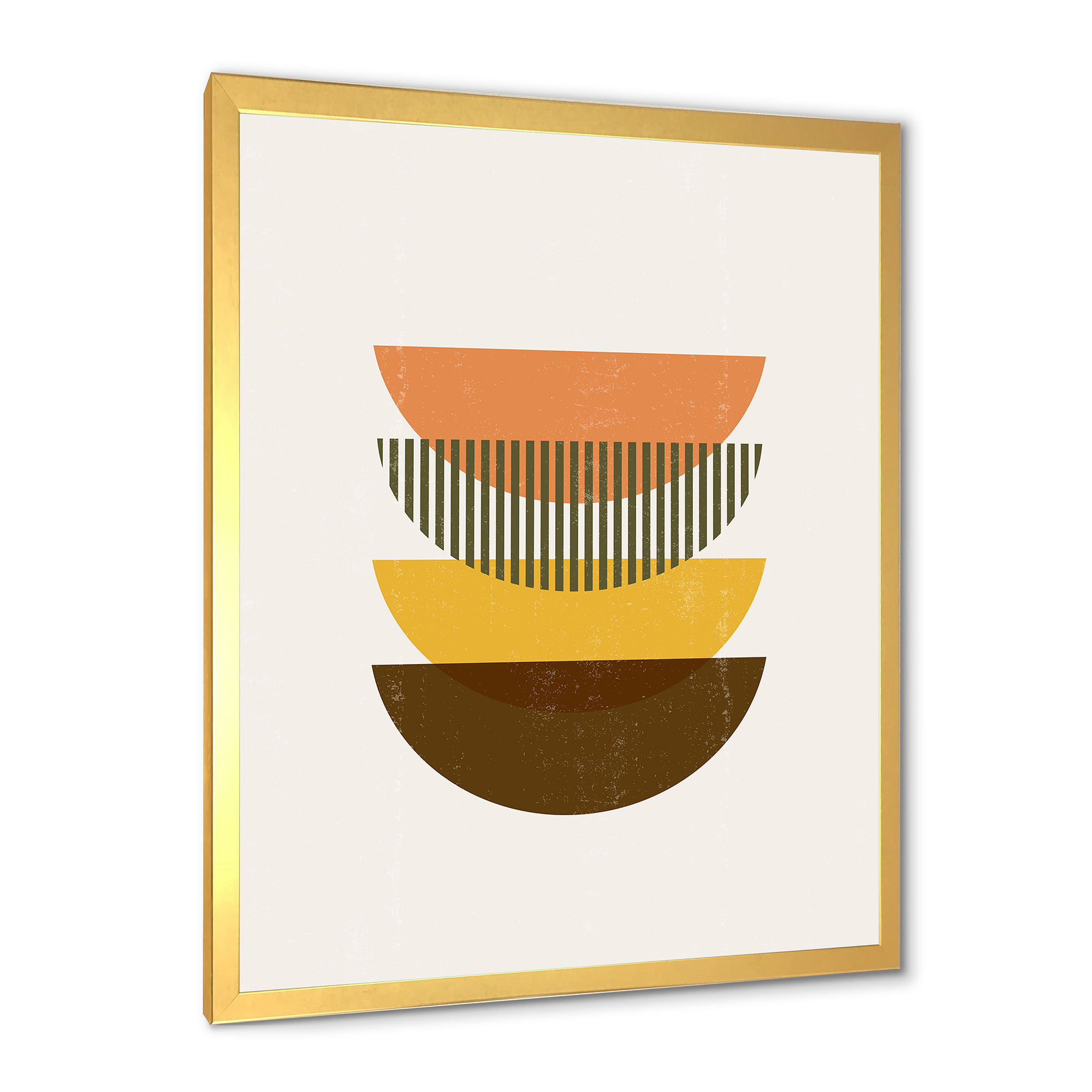 Designart 'Half Moons In Earth Tones Abstract Geometric Art' Modern Framed Art Print