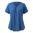 thumbnail image 5 of B91xZ T-Shirts pour Femmes Manches Courtes Col Rond T-Shirts Serrés, Bleu Foncé TTG, 5 of 5