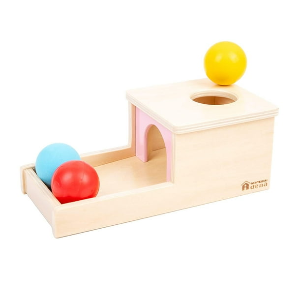 Caja Montessori Object Permanence Adena con bandeja y 3 bolas