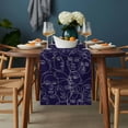 thumbnail image 2 of Abstract Style Table Runner - 60 Inch Long, Kitchen Dining Table Runner Dresser Scarves, Face Line Modern Character Art Navy Blue Farmhouse Decor for Coffee Tables Wedding Party Banquet, 2 of 8