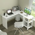 thumbnail image 2 of Patiojoy Large L-shaped Computer Desk Modern Home Office Writing Desk Workstation with 2 Cable Holes & 2 Storage Shelves, 2 of 10
