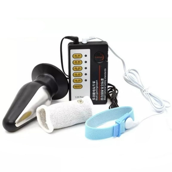 Blue Adjustable Elastic Conductive Massage Rings Body Massager Kit for Starter