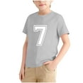 thumbnail image 2 of Atogsazn Kids Boys Casual Short Sleeve Tshirt Crew Neck Number 7 Pullover Tshirt Summer Soccer Basic Tops Clothes 01-Gray 7-8 Years Fashion, 2 of 6