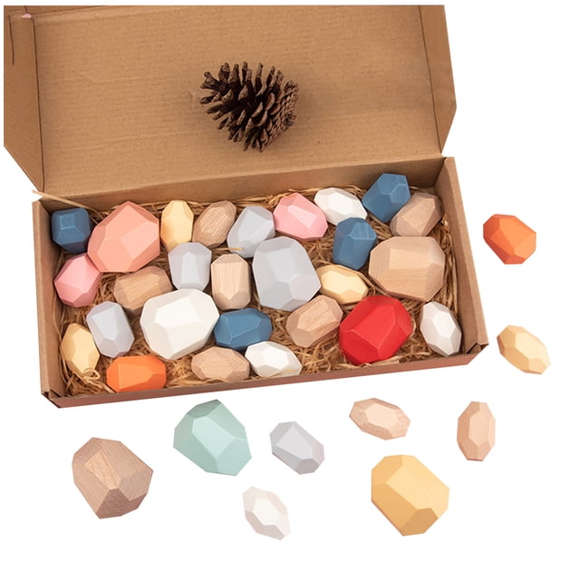 Jindong Lightweight Toy 36PC Puzzle Stacking Wooden Colored Natural Stone Education