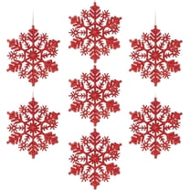CoreLiving 12-Pack Red Snowflake Ornaments, Plastic Snowflake Ornament Set for Hanging on Christmas Tree and Ceiling, Mini Snowflake Decor for Winter Wonderland Theme Party and Home