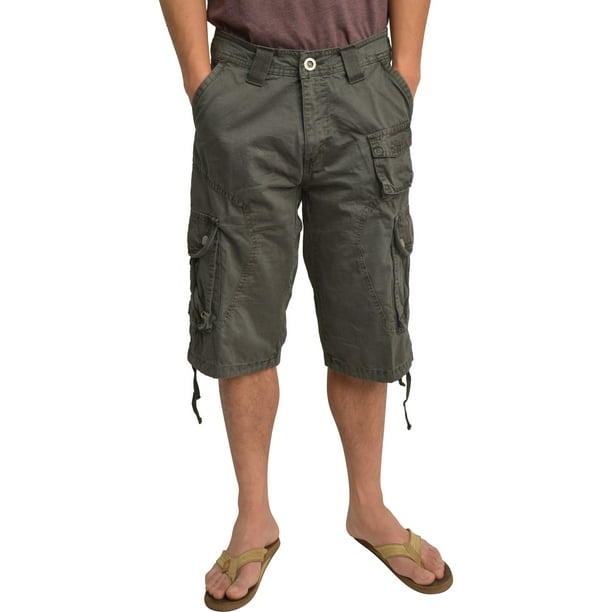Mens Military Dark Grey Cargo Shorts #1048 Size 30 -