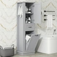 thumbnail image 3 of AENKYO 67.8" Tall Bathroom Storage Cabinet with Adjustable Shelf, Tilt-Out Drawer, and Side Hooks, Gray, 3 of 10
