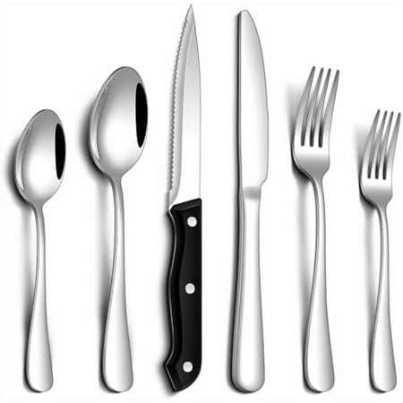 Silverware Set, 48-Piece Flatware Set with Steak Knives for 8, Stainless Steel Mirror Cutlery Include Forks Spoons and Knives Set, Dishwasher Safe Utensils Set for Home Restaurant