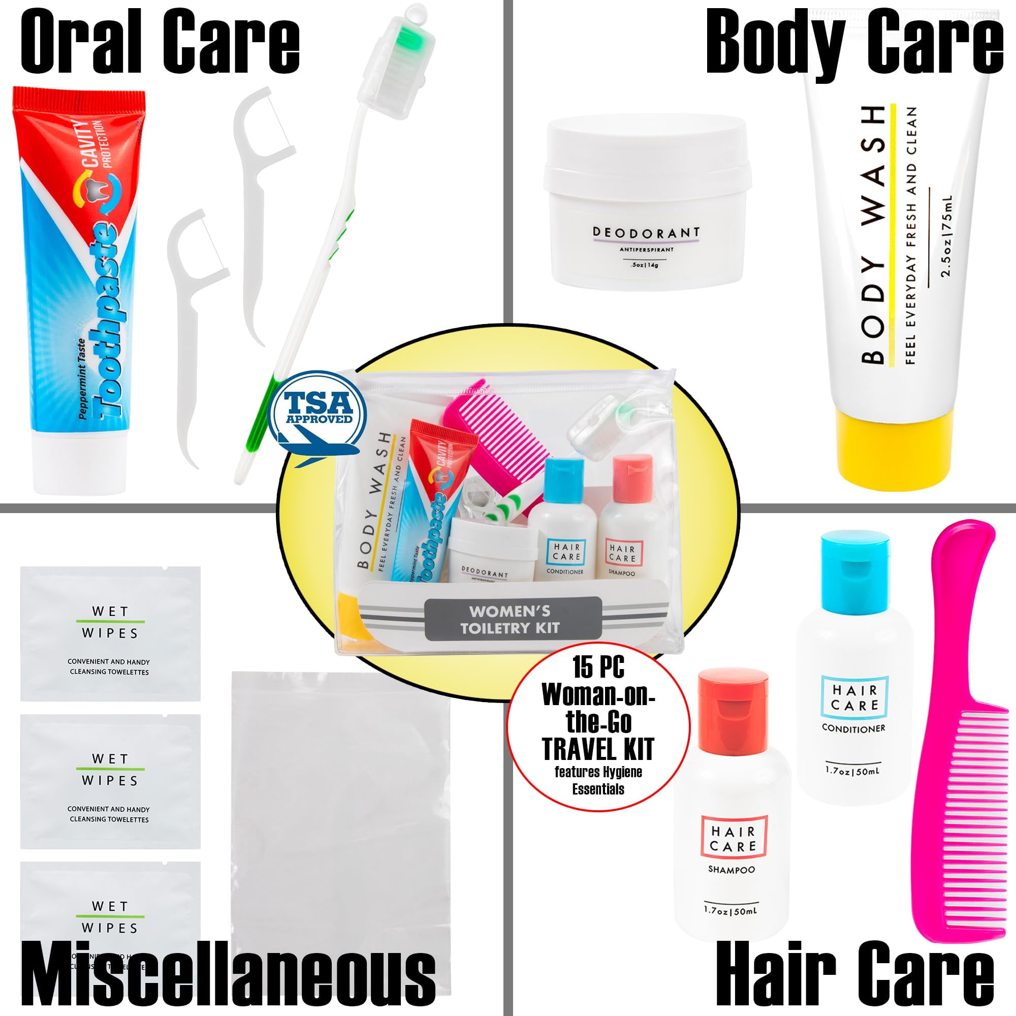Trail Maker, Women‚Äôs Hygiene Toiletry Kit, 15 Piece, Travel Size