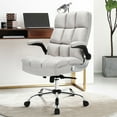 thumbnail image 4 of Gymax High Back Big & Tall Office Chair Adjustable Swivel w/Flip-up Arm Beige, 4 of 10