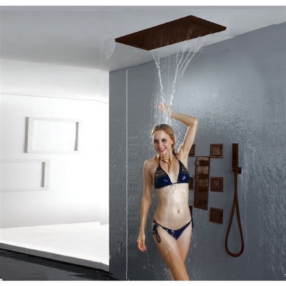 Juno Dark Oil Rubbed Bronze Rain Shower Head with Handheld Shower