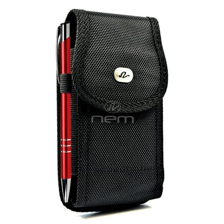 Windows Boost Mobile Phones T-Mobile HTC Windows Phone 8X Premium High Quality Heavy Duty Black Vertical Rugged Canvas Holster w/ Metal Belt Clip and Belt Loop ()