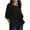 Black, variant on purcolt Women's Plus Size Cotton Linen T Shirts Scoop Neck Puff 3/4 Length Sleeve Womens Tops Solid Casual Loose Fit Blouses