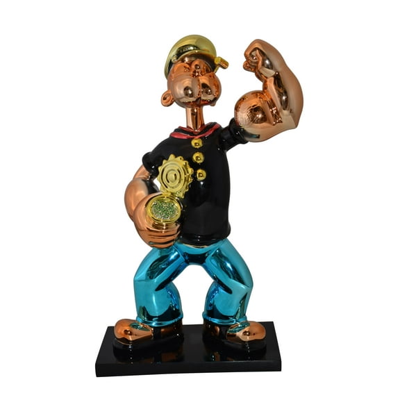 Iconic Black Popeye smaller Resin Statue  Size: 11" x 6" x 17"H