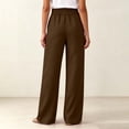 thumbnail image 5 of Womens Elastic Waist Wide Leg Pants with Pockets Solid Color Loose Casual Office Commute Trouses XL, 5 of 6