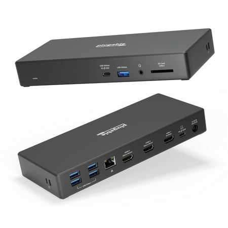 Plugable 13-in-1 USB-C Triple Monitor Docking Station with 100W Laptop Charging and 20W USB-C Charging - 3x HDMI Dock, Compatible with Windows, Mac with USB-C/Thunderbolt (Ethernet, 6x USB, SD Card)