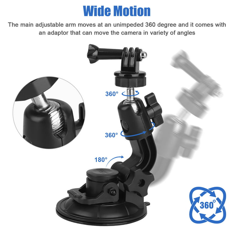 Camera Suction Cup Mount, TSV Action Camera Holder Adapter for Car