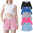 thumbnail image 2 of Mevxay 5PC Girls Athletic Shorts Cotton Girls Running Shorts with Pockets Drawstring Kids Soccer Gym Workout Sports Shorts for Toddler Kids Teen 2-12 Years Multicolor, 2 of 8