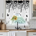 thumbnail image 6 of Black Spring Botanical Swag Valances for Windows, Kitchen Window Curtains Over Sink, Weeping Eucalyptus Butterfly Window Treatment Curtains for Living Room/Bedroom Curtains 2 Panel Sets 36"x45", 6 of 8