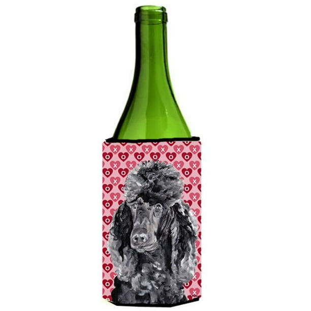Caniche Noir Standard Coeurs et Amour Bouteille de Vin Manchon Hugger 24 Oz.