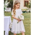 thumbnail image 4 of Oudiya Girls Tutu Belted Fluffy White Dress Summer Party Wedding Flower Dress for Kids 3-11Y, 4 of 9
