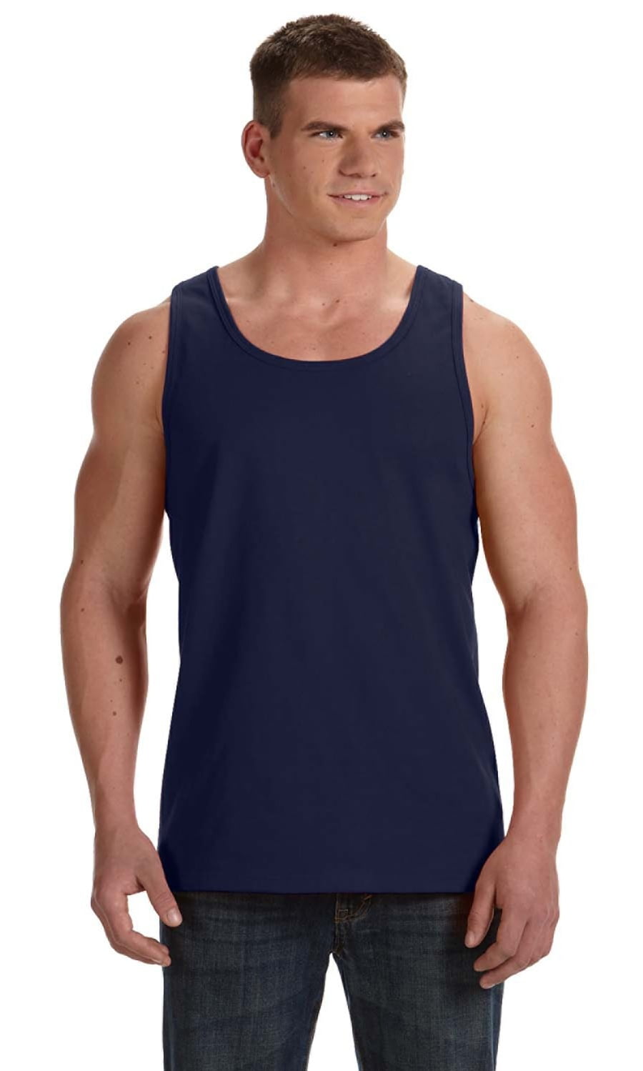 The Fruit of the Loom Adult 5 oz HD Cotton Tank Top, Men J NAVY, Size L