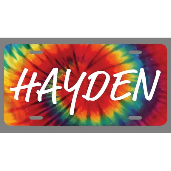 Hayden Name Tie Dye Style License Plate Tag Vanity Novelty Metal | UV Printed Metal | 6-Inches By 12-Inches | Car Truck RV Trailer Wall Shop Man Cave | NP1719
